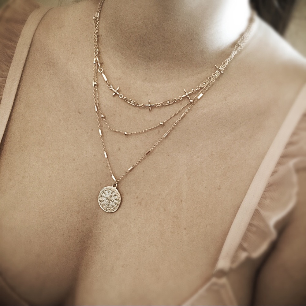 1 LEFT‼️Triple Layer Coin Necklace - Picture 4 of 8